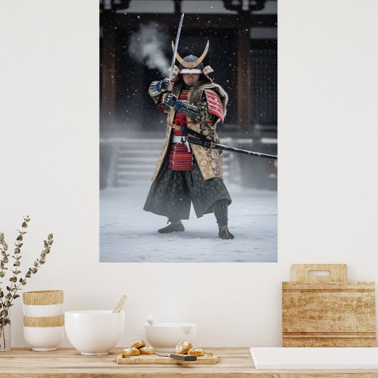 Japanese Samurai Warrior Poster (Keuken)