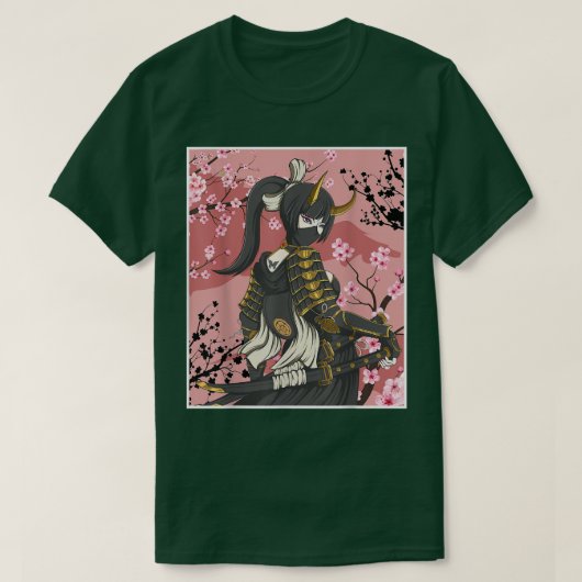 Japanese Samurai Warriors With Sakura Flower T-shirt (Design voorkant)