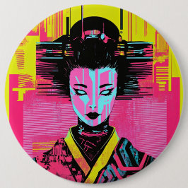 Japanese samurai woman ronde button 6,0 cm