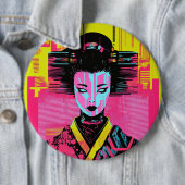 Japanese samurai woman ronde button 6,0 cm (In situ)