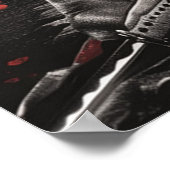 Japanese samurai woman with tattoo under full moon poster (Hoek)