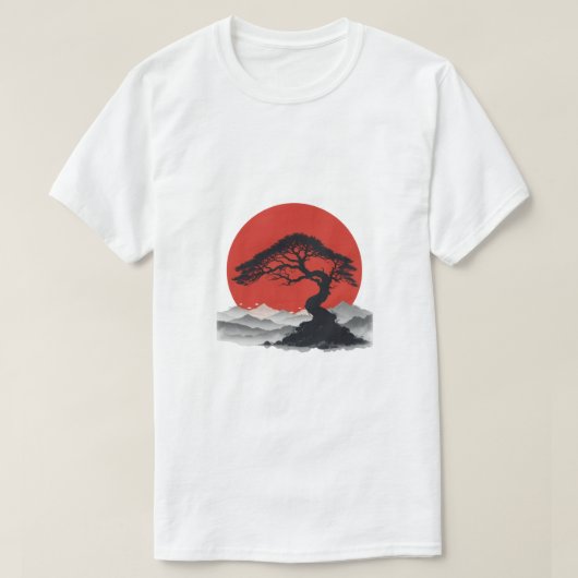 Japanese Serenity Bonsai Silhouette T-Shirt (Design voorkant)