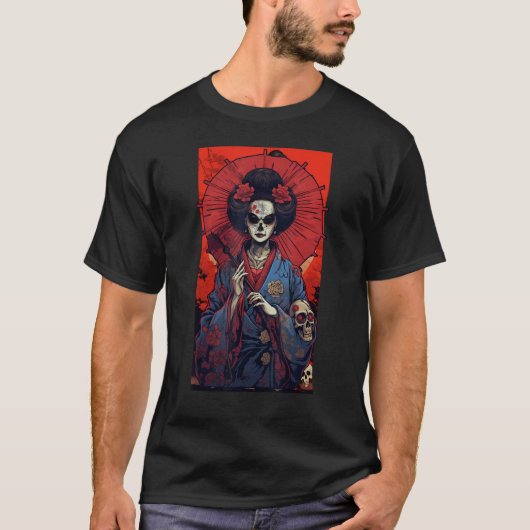 Japanese Skeleton Geisha  Skull Geisha  Graphic T-shirt (Voorkant)