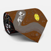 japanese skull & skull mole（ガシャドクロ & もぐらのガイコツ） stropdas (Opgerold)