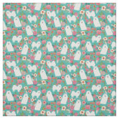 japanese spitz hond florals turquoise stof (Swatch)