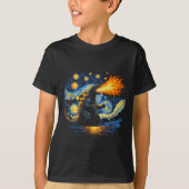 Japanese Starry Night Kaiju Funny Art Men Women Ki T-shirt (Voorkant)