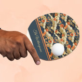 Japanese Style Retro Teal Floral and Clouds Print Tafeltennisbatje