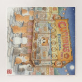 Japanese Summer Festival: Cute Kittens at Night Ma Legpuzzel (Horizontaal)