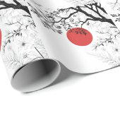 Japanese Sun & Nature Brush Art Cadeaupapier (Rol Hoek)