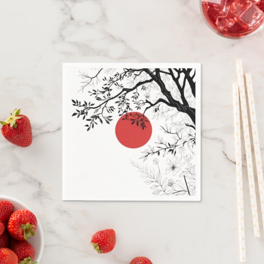 Japanese Sun & Nature Brush Art Servet (Insitu)