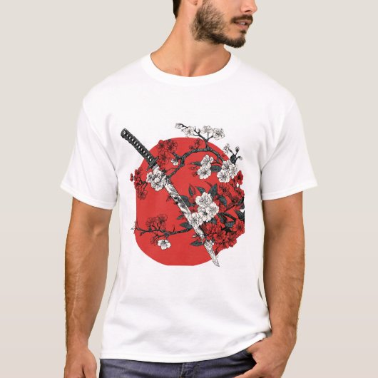 Japanese Sword & Cherry Blossom T-shirt (Voorkant)