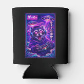 Japanese Synthwave Sci Fi UFO Raccoon Cool Gamer Blikjeskoeler (Achterkant)