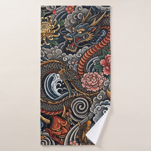 Japanese tattoo art badhanddoek (Badhanddoek)