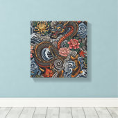 Japanese tattoo art canvas afdruk (Insitu (Houten vloer))