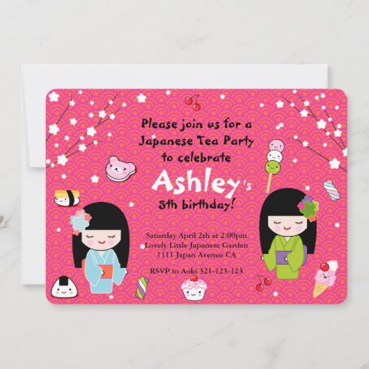 Japanese Tea Party Invitation Kaart (Voorkant)