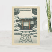 Japanese Temple Ukiyo-e Christmas Card Feestdagen Kaart (Voorkant)