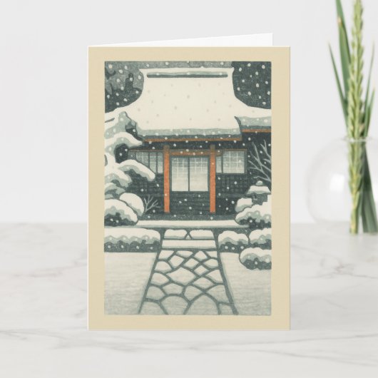 Japanese Temple Ukiyo-e Christmas Card Feestdagen Kaart (Voorkant)