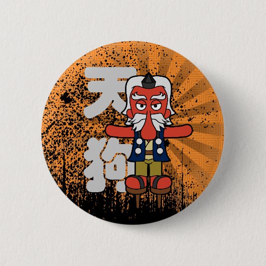 Japanese Tengu Yokai Ronde Button 5,7 Cm (Voorkant)