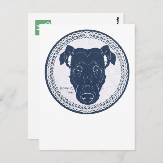 Japanese terrier paper-cutting /日本テリア・切り絵 トートバッグ briefkaart (Voorkant / Achterkant)