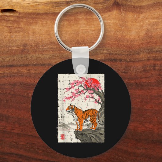Japanese Tiger Cherry Blossoms Sakura Art Women Me Sleutelhanger (Voorkant)