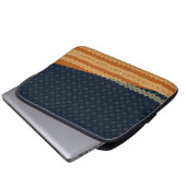 Japanese Tortoise and Diamond Pattern Gold Navy Laptop Sleeve (Voorkant onderkant)