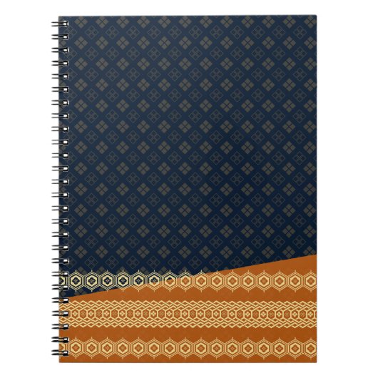 Japanese Tortoise and Diamond Pattern Gold Navy Notitieboek (Voorkant)