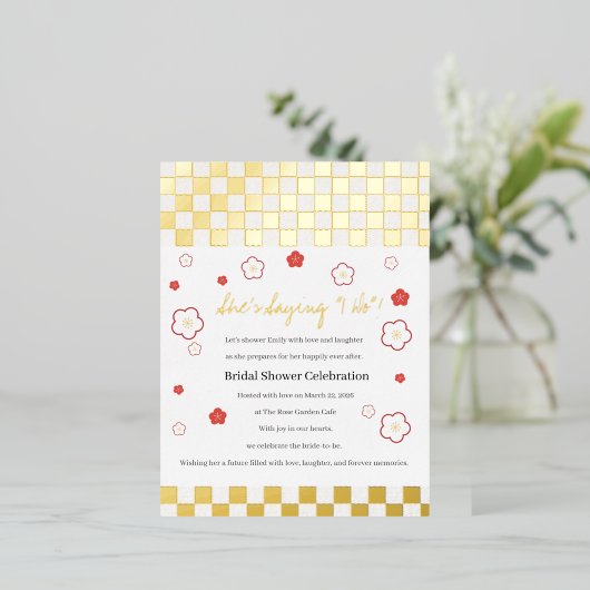 Japanese Touch Bridal Folie Feestdagen Briefkaart (Staand Voorkant)