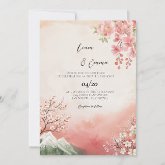 Japanese Traditional Landscape Wedding Kaart