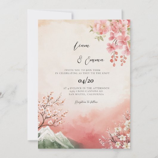 Japanese Traditional Landscape Wedding Kaart (Voorkant)
