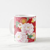 Japanese traditional pattern"Peony and daisies" Koffiemok (Voorkant links)