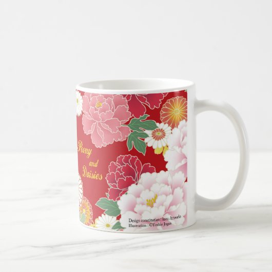 Japanese traditional pattern"Peony and daisies" Koffiemok (Rechts)