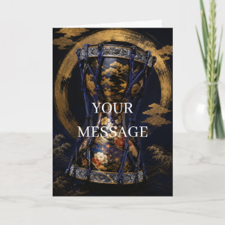 Japanese Tsuzumi Drum Gold Art Personalized Card Kaart