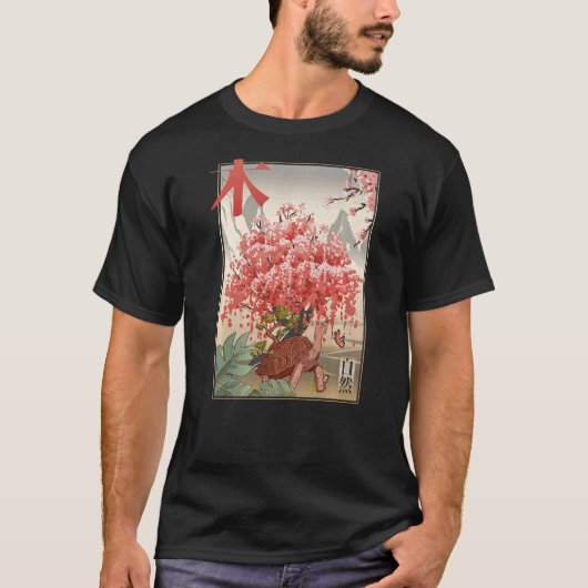 Japanese Turtle and butterfly Japanese Blossom tre T-shirt (Voorkant)