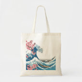 Japanese Ukiyo-e Wave and Cherry Blossom Tote Bag (Voorkant)