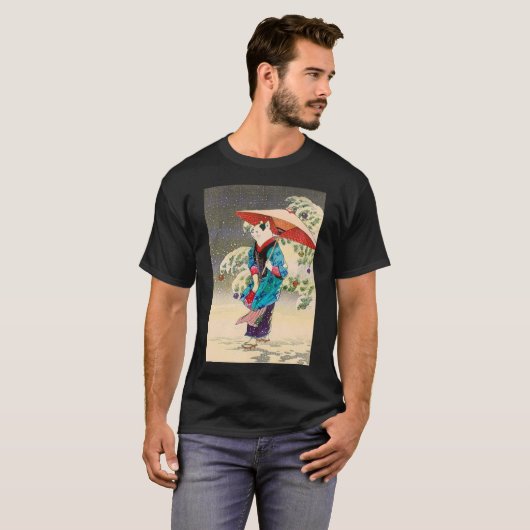 Japanese ukiyoe cat christmas t-shirt (Voorkant volledig)