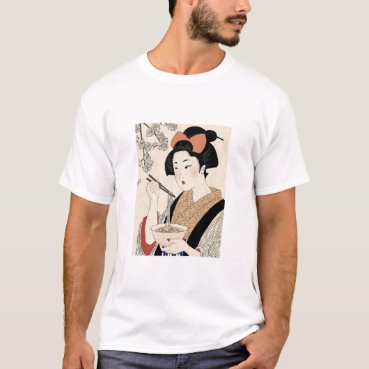 Japanese Ukiyoe Style Kimono Modern Girl T-shirt (Voorkant)