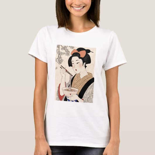 Japanese Ukiyoe Style Kimono Modern Girl T-shirt (Voorkant)
