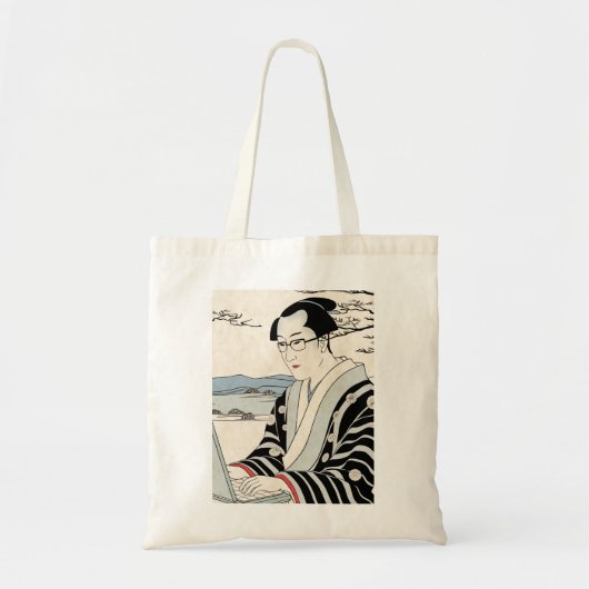 Japanese Ukiyoe Style Kimono Modern Office Worker Tote Bag (Voorkant)