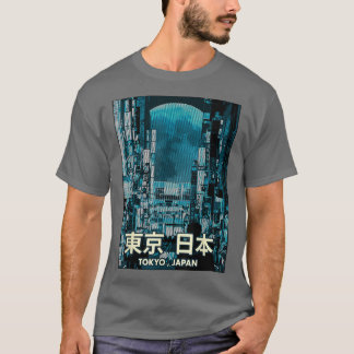 Japanese Vaporwave Aesthetic Moon Tokyo Japan Cele T-shirt