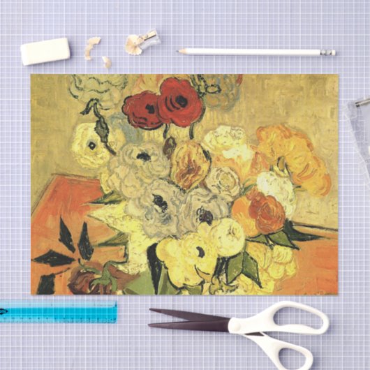 Japanese Vase, Roses, Anemones by Vincent van Gogh Tissuepapier (Craft)