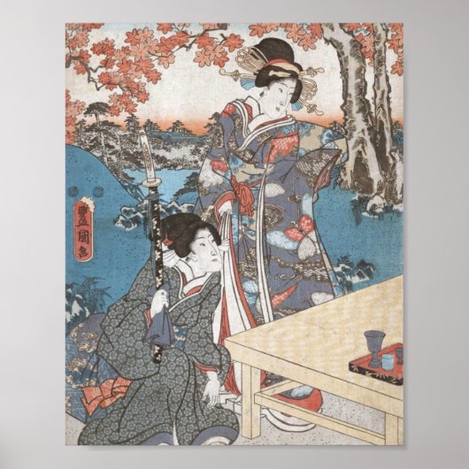 Japanese vintage ukiyo-e geisha poster (Voorkant)
