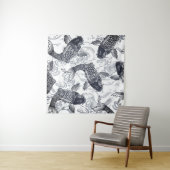 JAPANESE VISSERSZWEEKDIEREN GRAFISCHE TAPESTRIE WANDKLEED (In situ)