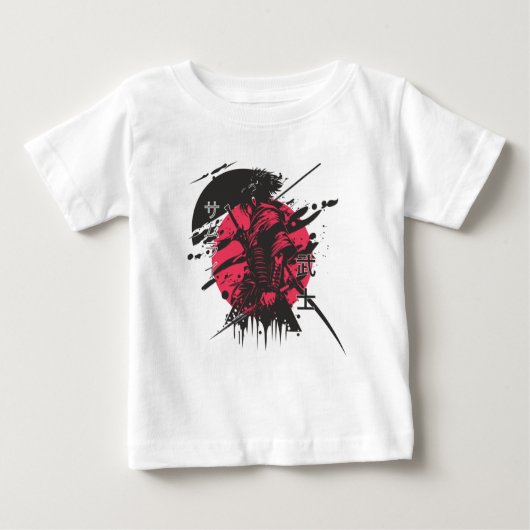 "Japanese Warrior Art T-Shirt – Samurai in Red Ink (Voorkant)