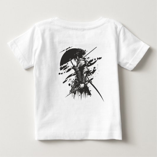 "Japanese Warrior Art T-Shirt – Samurai in Red Ink (Achterkant)