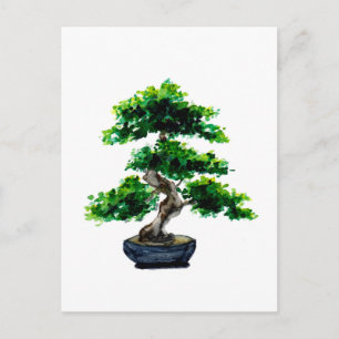 Japanese Watercolor Bonsai Tree Briefkaart