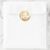 Japanese Wave & Hibiscus Gold Ronde Sticker (Tas)
