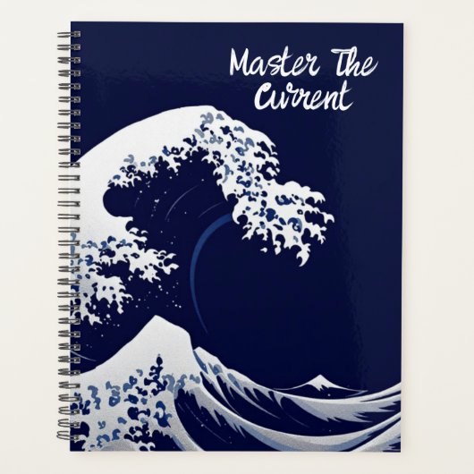 Japanese Wave in Foil | Minimalist Silver Wave Art Planner (Voorkant)