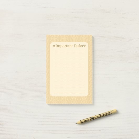 Japanese Wave Pattern- Important Task Post-it® Notes (Op bureau)