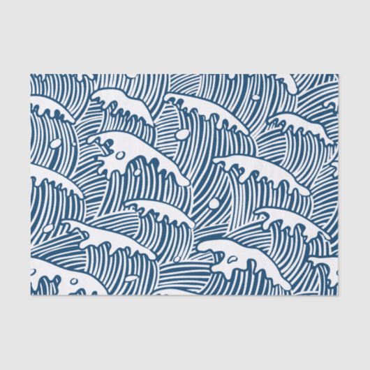JAPANESE WAVE PATTERN IN BLUE Tissue Paper Tissuepapier (Voorkant)
