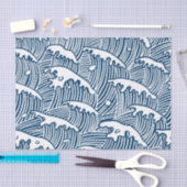 JAPANESE WAVE PATTERN IN BLUE Tissue Paper Tissuepapier (Craft)